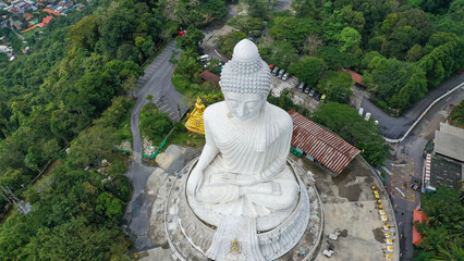 aerial photography white great Phuket's Big Buddha. Phuket's Big Buddha is one of the island's most important and revered landmarks on the island. © Roman