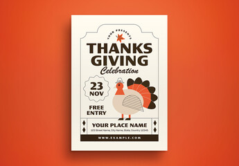 White Flat Design Thanksgiving Flyer Layout