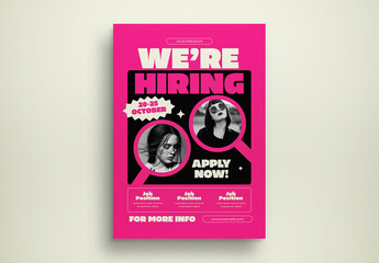 Pink Geometric We're Hiring Flyer Layout