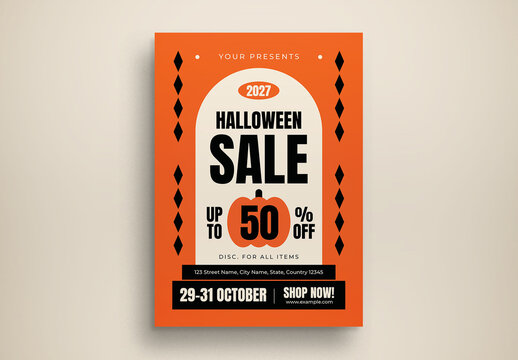 Orange Flat Design Halloween Sale Flyer Layout