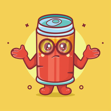funny drink can character mascot with confused gesture isolated cartoon in flat style design