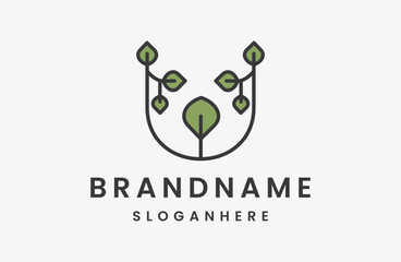 Letter w leaf logo template vector illustration design