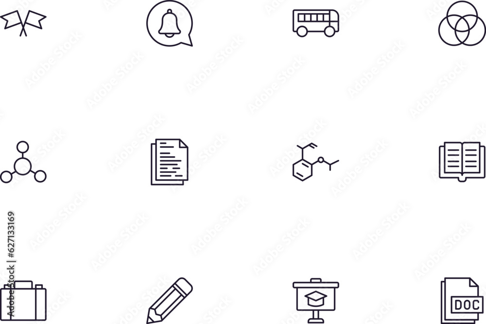 Poster Education line icon set. Collection of high quality signs for web design, mobile app , UI design and etc. Outline icon of education, school, university, learning.