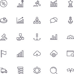 Business line icon set. Collection of commerce uotline sighn for web design, mobile app, UI design, etc. Dark blue line symbol of finance on white background.