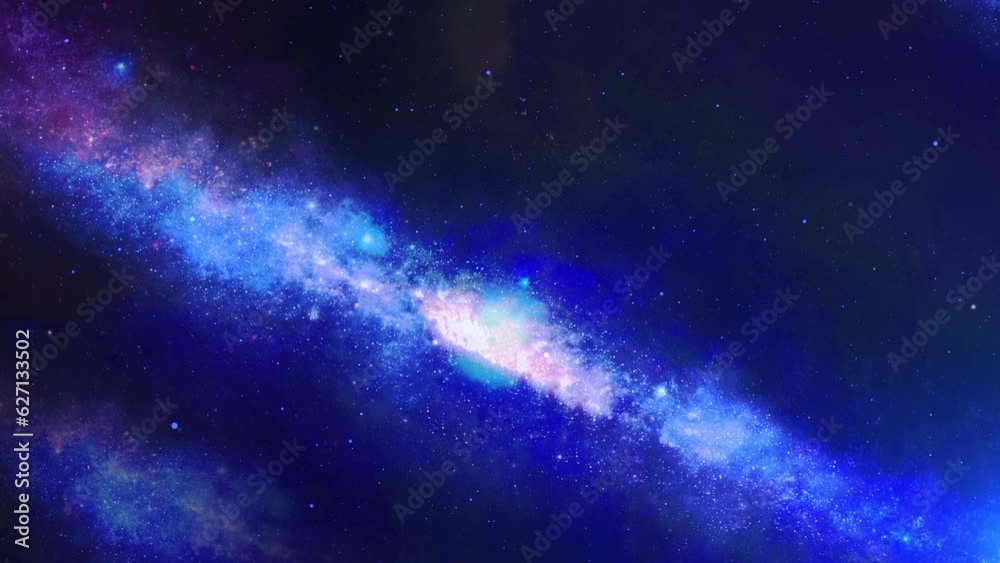 Wall mural 4k flight through deep space nebula nebula in space. galaxy exploration outer space towards glowing 