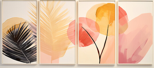 four paintings from the palm leaves series