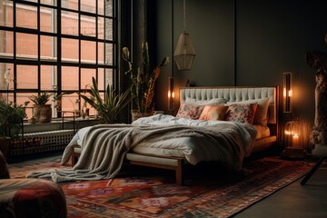 Bedroom interior inspired by Bohemian design
