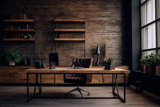 Office interior inspired by modern farmhouse design
