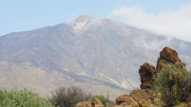 Massive Teide volcano in Canary island, tilt up view