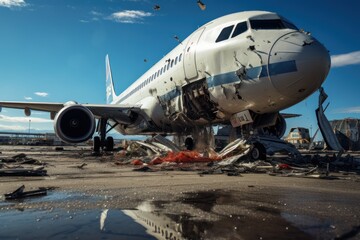 Fototapeta na wymiar Passenger plane accident on the runway