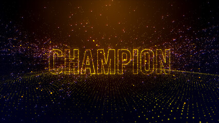 Abstract Celebration Golden Brown Champion Lettering Dotted Lines Particle Title Space Effect With Wavy Dots Floor Pattern