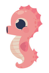 cute seahorse sea life cartoon icon