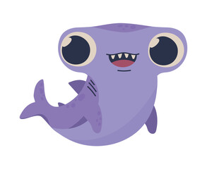 cute hammerhead shark fish sea life cartoon icon