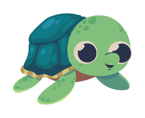 cute turtle sea life cartoon icon