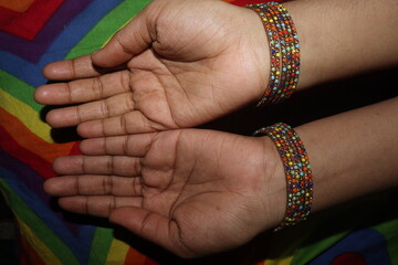 teenager girl hand with finger