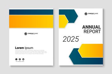 Modern business annual report cover template design. Creative book cover layout background. Vector illustration