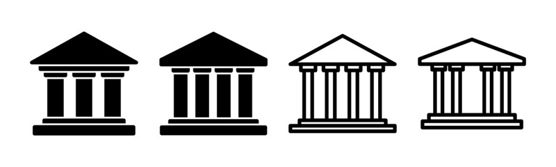 Bank icon set illustration. Bank sign and symbol, museum, university