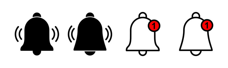Bell Icon set illustration. Notification sign and symbol for web site design