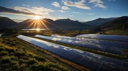 Solar farm view in captivating background art