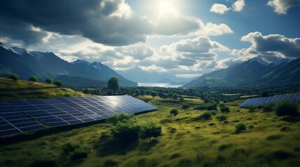 Solar farm view in captivating background art