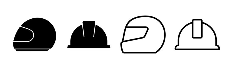 Helmet icon set illustration. Motorcycle helmet sign and symbol. Construction helmet icon. Safety helmet