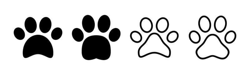 Paw icon set illustration. paw print sign and symbol. dog or cat paw