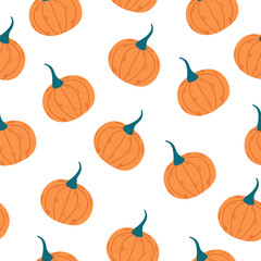 Seamless pattern for autumn season with pumpkin