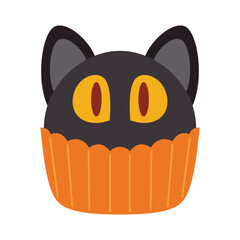 Halloween Cupcakes Illustration. Spooky decorated muffins, themed small cakes for 31 October and scary dessert food cartoon vector illustration set of halloween cake muffin spooky