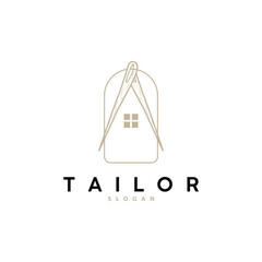 Tailor Logo, Needle and Thread Vector, Retro Vintage Simple Minimalist Old Inspiration Design