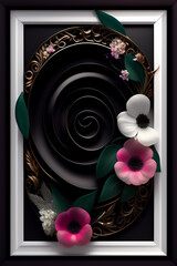 Luxury 3D Abstract black background with dark black grunge ai generative.