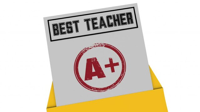 Best Teacher Report Card Top Instructor School Lesson Education 3d Animation