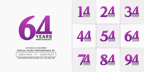 set of anniversary logo with purple and black number on white background can be use for celebration