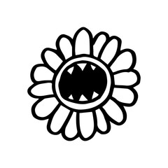 flower with mouth hand drawn