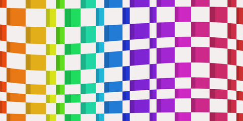 Rainbow checker pattern. Design for textile, fabric, clothing, curtain, rug.