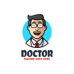 Vector Logo Illustration Doctor Mascot Cartoon Style.