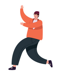 jumping and celebrating young man