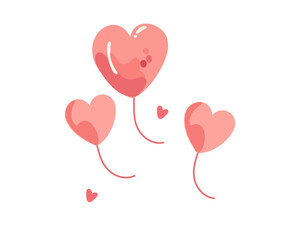 Fototapeta na wymiar Set of heart shaped balloons isolated on white background