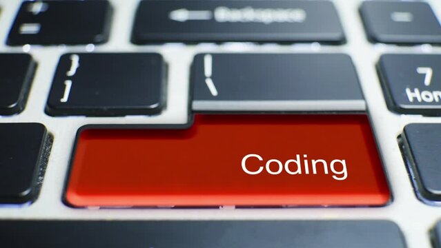 Keyboard Coding Button Pressed by hand finger