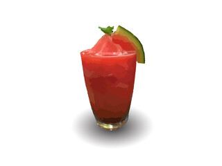Watermelon smoothie isolated on white background.