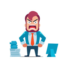Angry and exasperated employee, character illustration