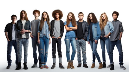 Obraz premium group of Teenage youth on a white background, full body shot