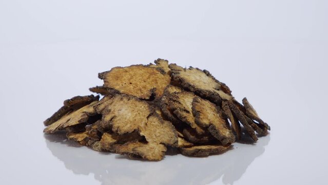 Close-up of traditional medicine - ligusticum striatum isolated on white background. The drug grows in tropical climates, mainly in China, India, Nepal