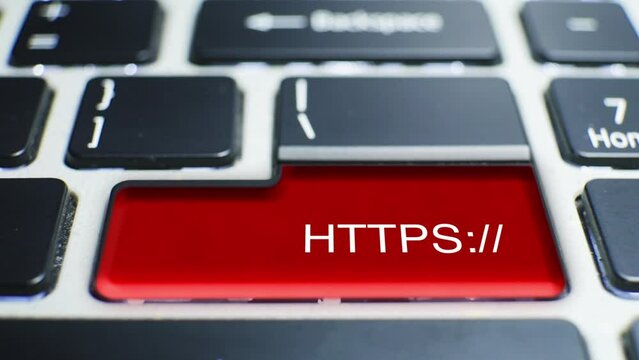 Keyboard HTTPS Button Pressed by hand finger