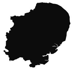 black map of East of England isolated on white background. - obrazy, fototapety, plakaty