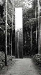 Art Installation in the Forest, Art Black and White Photography