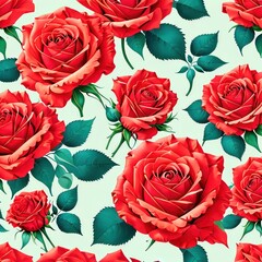 seamless pattern red rose background.generative AI
