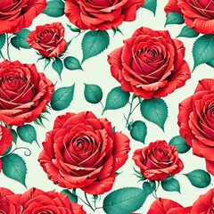 seamless pattern red rose background.generative AI