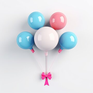 Glossy and Colorful 3d render balloons on white background. AI Generative.