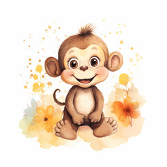 Monkey Water Color Design 