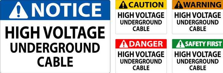 Obraz premium Danger Sign High Voltage Underground Cable